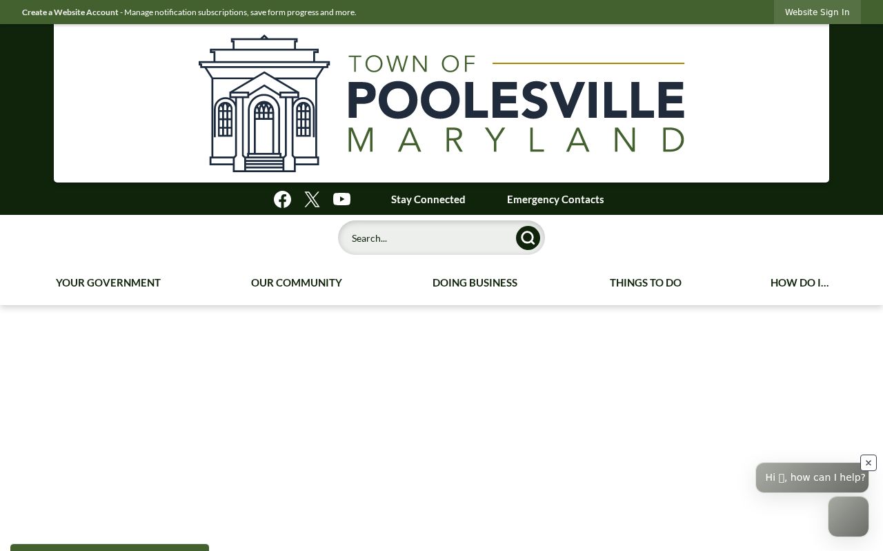 Poolesville public safety services page with no local warrant portal